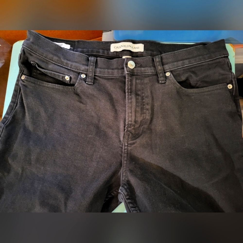 Mens Calvin Klein Black Straight Leg Jeans sz 34x30
